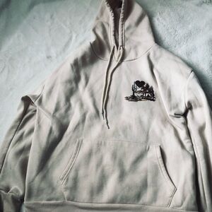 Cream Hoodie with Embroidered Design